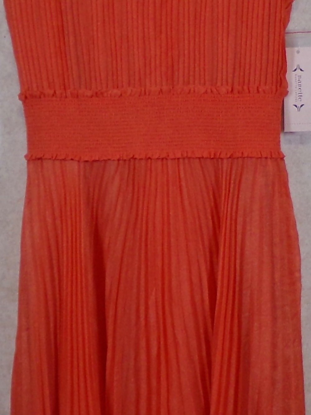 NWT Nanette Lepore Vivid Coral Crinkle Pleated Midi Dress. Lined Size 12 - Picture 5 of 12